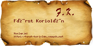 Fürst Koriolán névjegykártya